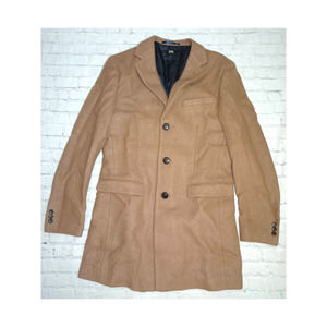 Find Men's Single Button Breasted Wool Peacoat Camel Brown Color,  Sz M